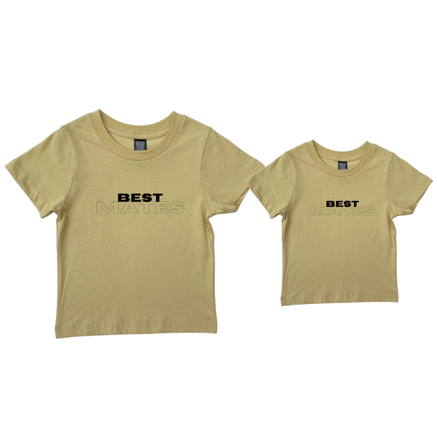 MLW By Design - Best Mates Dad Tee and Kid Tee Set | Tan