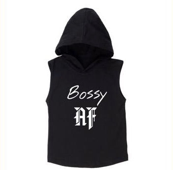 MLW By Design - Bossy AF Sleeveless Hoodie | White or Black